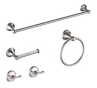 Hoomtaook Porta Asciugamani Bagno 5 Pezzi, Accessori Bagno da Parete, Set di Accessori Acciaio Inossidabile, Portasciugamani da 60cm, Porta Carta Igienica, 2 Ganci per Accappatoio, Nichel Spazzolato