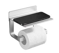 Hoomtaook Porta Carta Lgienica Adesivo Lgienica Portarotolo Porta rotolo Carta Lgienica Portarotoli da Porta Carta, Colla Brevettata Nastro Biadesivo, Alluminio, Finitura Opaca Argento