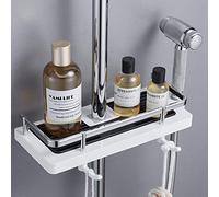 Hoomtaook Portasapone Doccia Senza Forare Portaoggetti Doccia Appendere Mensola per Doccia Staffe per Accessori Doccia Gancio per Soffione Adatto per binario [21mm-25mm] 1 Pezzi Bianco