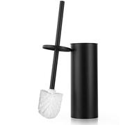Hoomtaook Scopino per WC Spazzola per Toilette con Supporto Spazzola per Toilette in Acciaio Inossidabile in Piedi con Una Testa di Ricambio Extra, Nero
