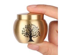 HOOMTREE Set di 1 piccola urna per le ceneri umane, in ottone con motivo albero della vita, mini urna per ceneri adulte, donne, animali domestici, può contenere fino a 2,3 pollici cubi