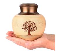 HOOMTREE Urna souvenir di medie dimensioni per ceneri umane in bambù, per ceneri umane con motivo vitale, contenitore decorativo per urne, capacità fino a 90 pollici cubi