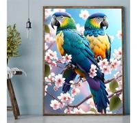 Hoonjiin 5D Pappagallo animale Pittura Diamante,Diamond Painting Kits for Adulti,Pianta Fiore Pittura Diamante Fai da Te,Decorazioni per la Casa Round Drill - 40x70cm