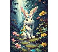 Hoonjiin Dipingere con i Numeri Adulti Animali del bosco,Conigli Kit di Pittura a Olio su Tela Fai da Te,60x75cm Dipingi con i numeri con Pennelli e Pigmento Acrilico per Decorazione Casa(con Telaio)