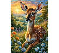 Hoonjiin Dipingere con i Numeri Adulti Collina naturale,Animali Kit di Pittura a Olio su Tela Fai da Te,40x50cm Dipingi con i numeri con Pennelli e Pigmento Acrilico per Decorazione Casa(con Telaio)