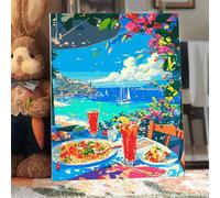 Hoonjiin Dipingere con i Numeri Adulti Vista mare,Cibo Kit di Pittura a Olio su Tela Fai da Te,60x90cm Dipingi con i numeri con Pennelli e Pigmento Acrilico per Decorazione Casa(con Telaio)