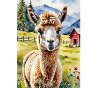 Hoonjiin Dipingere con i Numeri con Telaio per Adulti Principianti,Alpaca animale DIY Paint by Numbers,Fattoria Kit di Pittura con numeri con 3 Pennelli e Vernice Acrilica per la Casa 45x60cm