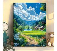 Hoonjiin Dipingere con i Numeri con Telaio per Adulti Principianti,Boschi Rurali DIY Paint by Numbers,Uccelli Kit di Pittura con numeri con 3 Pennelli e Vernice Acrilica per la Casa 40x50cm