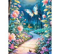 Hoonjiin Dipingere con i Numeri con Telaio per Adulti Principianti,Giardino Fiore Selvatico DIY Paint by Numbers,Albero Kit di Pittura con numeri con 3 Pennelli e Vernice Acrilica per la Casa 20x30cm