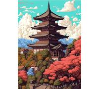 Hoonjiin Dipingere con i Numeri con Telaio per Adulti Principianti,Vista mansarda DIY Paint by Numbers,Albero Kit di Pittura con numeri con 3 Pennelli e Vernice Acrilica per la Casa 60x90cm
