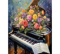 Hoonjiin Dipingere con i Numeri senza Cornice per Adulti Principianti,Partiture DIY Paint by Numbers,Piano Kit di Pittura con numeri con 3 Pennelli e Vernice Acrilica per la Casa 40x50cm