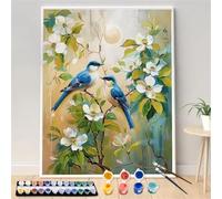 Hoonjiin Ramo di germoglio Dipingi con i Numeri per Adulti con Cornice,Birds Pittura Acrilica Fai da Te per adulti principianti,Kit per dipingere con i numeri per Decora la Casa Regalo 20x26inch