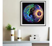 Hoonjiin Sole Luna Diamond Painting for Adulti,5D DIY Paesaggio Diamond Painting Kit Completo,per Decorazione Domestica Square Drill - 90x90cm
