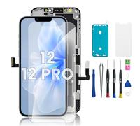 Hoonyer Set di Ricambio per Display, Schermo 3D Touch con Cornice e digitalizzatore, con Strumento di Riparazione, Adesivo Impermeabile e Protezione Schermo temperato (iPhone 12/12 PRO-6.1'')