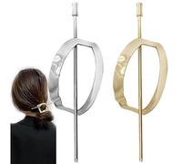 Hoop and Pin Barrette, Hair Edit Hoop and Pin,The Hair Edit Hoop & Pin Barrette,Vintage Geometric Gold Oval Metal Hair Cuff Pin Barrette Circle Clip Accessories (2 pcs-B)