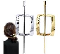 Hoop and Pin Barrette, Hair Edit Hoop and Pin,The Hair Edit Hoop & Pin Barrette,Vintage Geometric Gold Oval Metal Hair Cuff Pin Barrette Circle Clip Accessories (2 pcs-D)