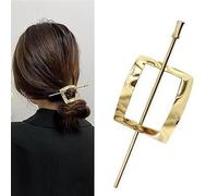 Hoop and Pin Barrette, Hair Edit Hoop and Pin,The Hair Edit Hoop & Pin Barrette,Vintage Geometric Gold Oval Metal Hair Cuff Pin Barrette Circle Clip Accessories (Gold-square)
