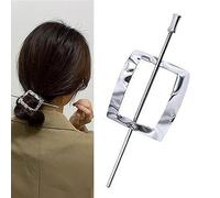 Hoop and Pin Barrette, Hair Edit Hoop and Pin,The Hair Edit Hoop & Pin Barrette,Vintage Geometric Gold Oval Metal Hair Cuff Pin Barrette Circle Clip Accessories (Silver-square)