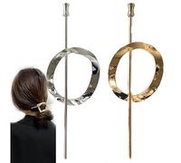 Hoop and Pin Barrette, Hair Edit Hoop and Pin,The Hair Edit Hoop & Pin Barrette,Vintage Geometric Gold Oval Metal Hair Cuff Pin Barrette Circle Clip Accessories (2 pcs-A)