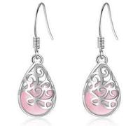 Hoop Earrings for Women,Stylish 's Earrings Elegant Hollow Drape Cat's Eye Ear Jewelry/Pink