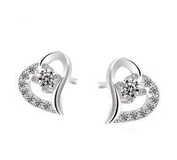 Hoop Earrings for WomenStylish 925 Romantic Love Heart Shiny Crystal Ladies Stud Earrings Jewelry Female Allergy Gift/Clear