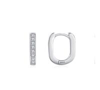 Hoop Earrings Silver, Ohrhänger Silber 925 Klein U-Form mit Zirkonia Jahrestag Geschenk