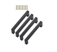 Hoopever Confezione da 4 maniglie a T in acciaio inox nero da 140 mm, per cucina, bagno, camera da letto, armadietti, con viti
