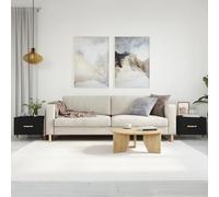 Hoopleep 2 tavole da caffè nere per la sala living, 50 x 50 x 40 cm, in legno ingegnerizzato, Modern Living Room Tables with Storage Drawer, Sturdy Iron Legs, Center Table Set per la casa