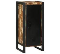 Hoopleep Armadietto da bagno marrone, 40 x 35 x 90 cm, in legno massello anticato, montato a parete, stile industriale, ampio spazio per asciugamani e articoli da toeletta, design durevole