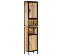 Hoopleep Armadio industriale per bagnoschiuma, 40 x 27 x 180 cm, Iron & Solid Mango Wood, freestanding Narrow Organizer per WC, Towels, & Essentials, Easy Assembly