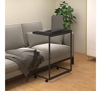 Hoopleep Black C-Design - Tavola laterale con ruote, 55 x 35 x 70 cm, in legno ingegnerizzato, tavolo mobile per divano e bed, Living Room Tables, Easy Assembly