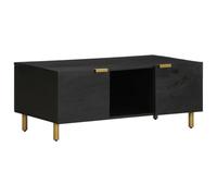 Hoopleep Black Coffee Table, 100 x 54 x 40 cm, legno ingegnerizzato, legno di mango, ottone Accents, Modern Living Room Center Table with Storage for Magazine, Books, Remotes