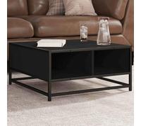 Hoopleep Black Coffee Table, 60,5 x 60,5 x 30 cm, cornice in legno e metallo, moderna tavola Living Room con archiviazione per libri, riviste e controlli remoti