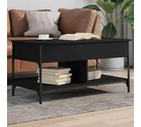 Hoopleep Black Coffee Table for Living Room, 100 x 50 x 50 cm Lift Top Design with Hidden Storage, Modern Center Table, Durable Wood Material & Metal Frame for Home Office Use