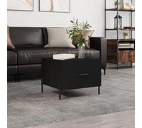 Hoopleep Black Coffee Table for Living Room, 50 x 50 x 40 cm, legno ingegnerizzato, Modern Square Center Table with Storage Drawer, Sturdy Iron Legs for Home Office, Durable & Stylish