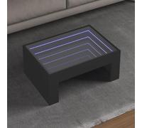 Hoopleep Black Infinity LED Coffee Table, 70 x 50 x 30 cm, Modern Living Room Center Table with RGB Lighting, Durable Wood Composite, Versatile Use, Stylish Accent Furniture