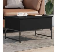 Hoopleep Black Lift Top Coffee Table for Living Room, 70 x 50 x 40 cm, Modern Wood Engineered & Metal Frame, regolabile Height Center Table with Hidden Storage, Stable Feet