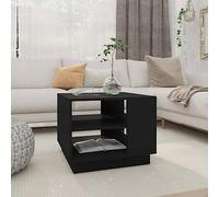 Hoopleep Black Square Coffee Table, 55 x 55 x 43 cm, Wood Composite, Modern Living Room Center Table with Storage Drawers, Durable & Easy Clean Surface for Home Lounge