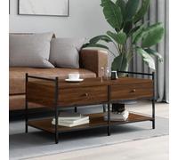 Hoopleep Brown Oak-Look Coffee Table, 99 x 50 x 50 cm, legno ingegnerizzato, Living Room Center Table with Storage, Regolabile, Surface Durable for Snacks & Decor