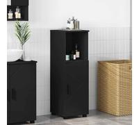 Hoopleep Cabinet Black Bathroom Storage Cabinet, 30 x 35 x 95 cm, legno derivato, freestanding Floor Vanity with Hinged Door & 3 Shelves, Modern Design for Small Bathrooms, Easy Assembly
