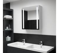 Hoopleep Cabinet LED Mirror Cabinet, 60 x 14 x 62 cm, bianco MDF con rivestimento in melamina, Vanity, 2 porte per servizi igienici, interfaccia USB, stile moderno per un'illuminazione ottimale