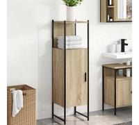 Hoopleep Cabinet per bagnoschiuma, moderno legno vanity unit with shelves, 33 x 33 x 120,5 cm, compatto Floor Standing Organizer for Small Bathrooms, Easy Assembly