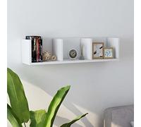 Hoopleep CD Wall Shelf White, 75 x 18 x 18 cm, materiale wooden Floating Media Storage for CD DVD, 3 livelli di display montato Shelving for Living Room Bedroom Decor