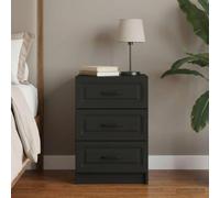 Hoopleep Comodino in legno nero, 43 x 41 x 63,5 cm, con 3 cassetti, per camera da letto, camera dei ragazzi, camera degli ospiti, ripiano salvaspazio per lampada, libro, cellulare, sveglia