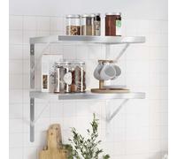 Hoopleep Confezione da 2 contenitori da parete in acciaio inox, 50 x 40 x 3 cm, colore argento, resistenti e montati per la camera da letto, decorazione per ufficio e display, capacità 50 kg