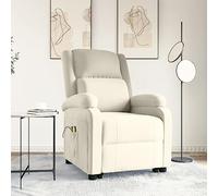 Hoopleep Cream Velvet Power Lift Recliner Chair, Electric Massage Reclining Sofa for Elderly, 6-point Vibration, Adjustable Backrest, Cozy Reading Lounge Furniture for Small Bedroom Spaces