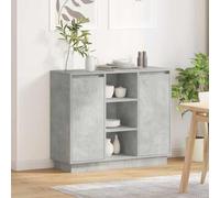 Hoopleep Credenza moderna con strisce LED, finitura grigio concreto, 90 x 32 x 75 cm, materiale basato sul legno, cabinet per la sala da pranzo, sala da pranzo, entryway, bagno