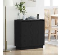 Hoopleep Credenza moderna, effetto rovere nero, 71 x 34,5 x 75 cm, in legno composito, con striscia LED, cabinet per la sala living, sala da pranzo, bedroom