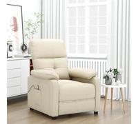 Hoopleep Crema Fabric Massage Recliner Chair, divano reclining manuale a 3 posizioni con vibrazione a 6 punti, comoda seduta imbottita per soggiorno, bedroom, ufficio, 73 x 90 x 100 cm