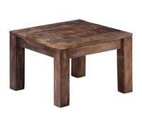 Hoopleep Dark Brown Solid Mango Wood Coffee Table, 50 x 50 x 35 cm, Rustic Square Living Room Center Table, Lucidato & Lacquered, Unique Grain for Home Decor